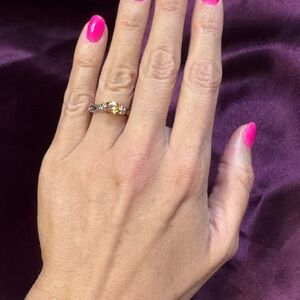 Elegant Amber Gemstone Silver Women's Ring